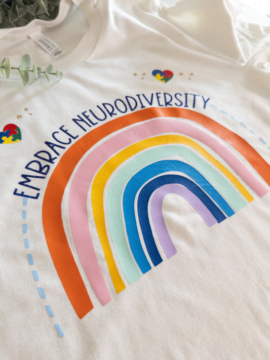 Embrace Neuro Diversity Rainbow Tee