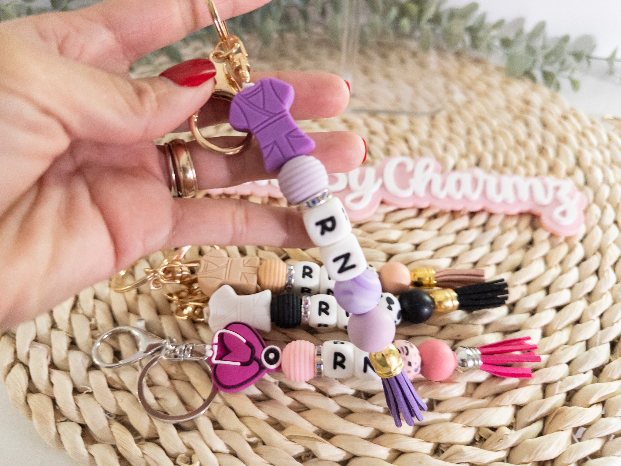 Alphabet beads keychain sale